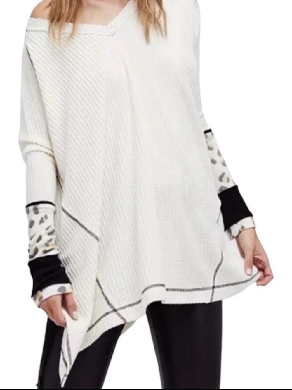Free People Oversized Lovin Leopard Thermal Top